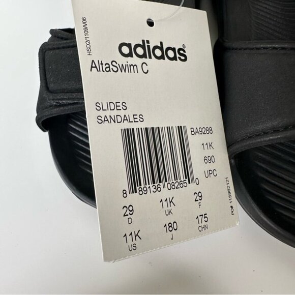 NWT Adidas kids Altaswim open toe sandals in Black size 11K - Picture 6 of 16